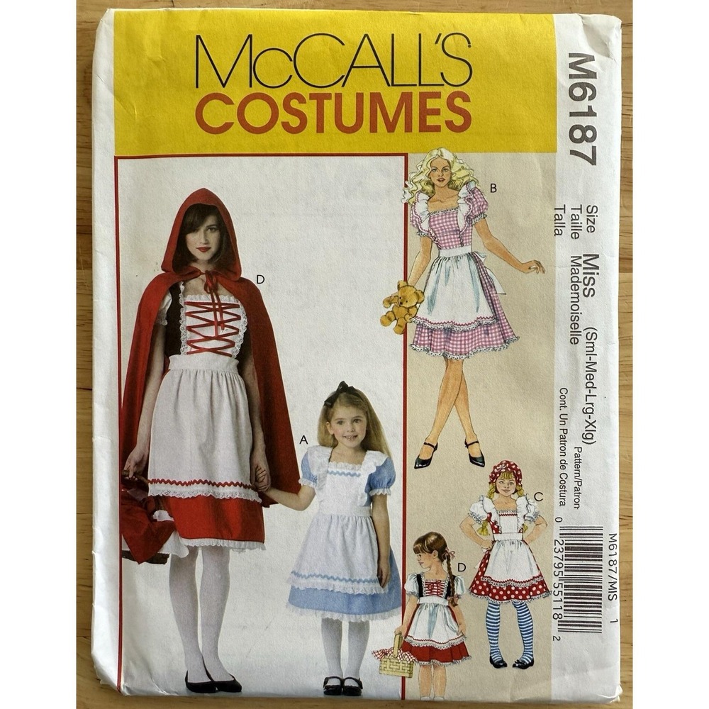 McCall's Misses' Costumes Pattern M6187 Storybook Dorothy Alice Pippi Size S-XL‎